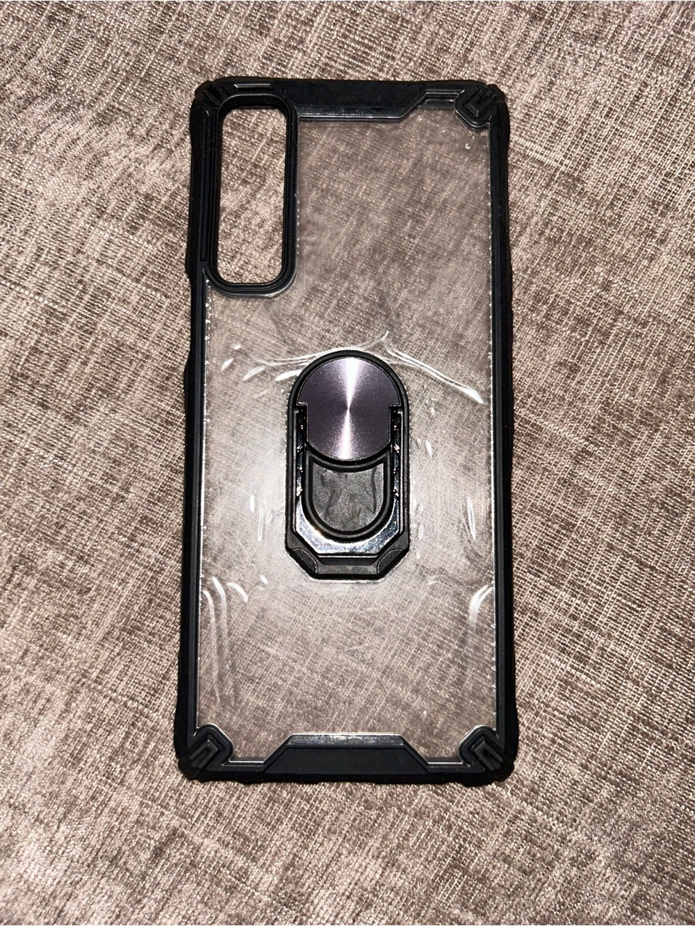 Stylo 7 Clear Black Protective Phone Case with Built-in Ring Stand